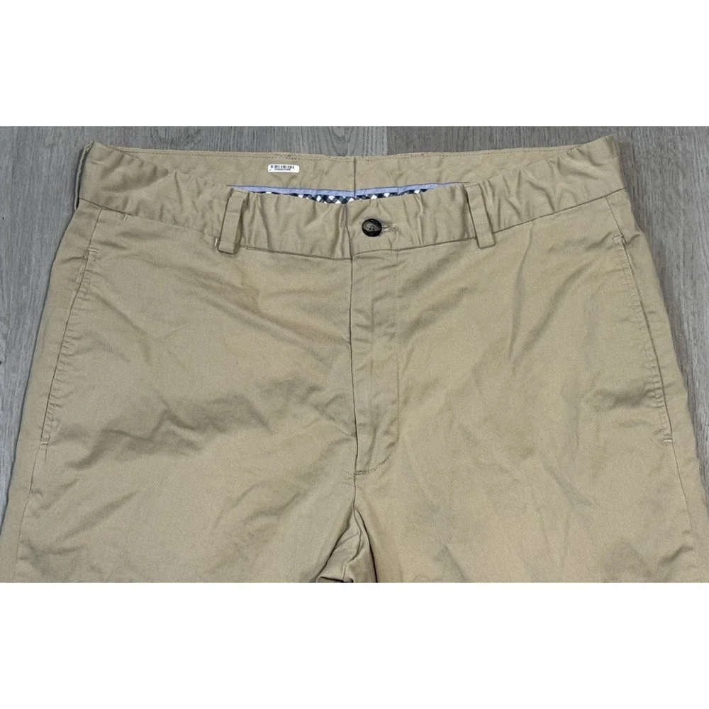 Charleston Khakis Pants Mens 35x30 Beige Tan Seersucker Chino Trouser Flat Front
